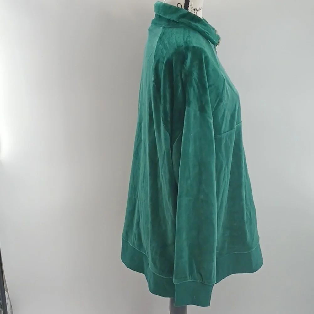 Wild Fable Womens Velour Sweatshirt Small Green Quarter Zip Pullover New - Picture 4 of 7